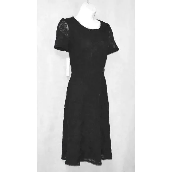 A5 NEW ANTHROPOLOGIE SUNDAY IN BROOKLYN W/Lurex Black Floral Petite Dress Sz S - Picture 3 of 6